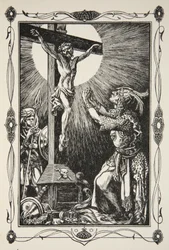 A conversão de Sir Palamides, ilustração de "Histórias do Rei Arthur e da Mesa Redonda" por Beatrice Clay, 1ª Edição, 1905
